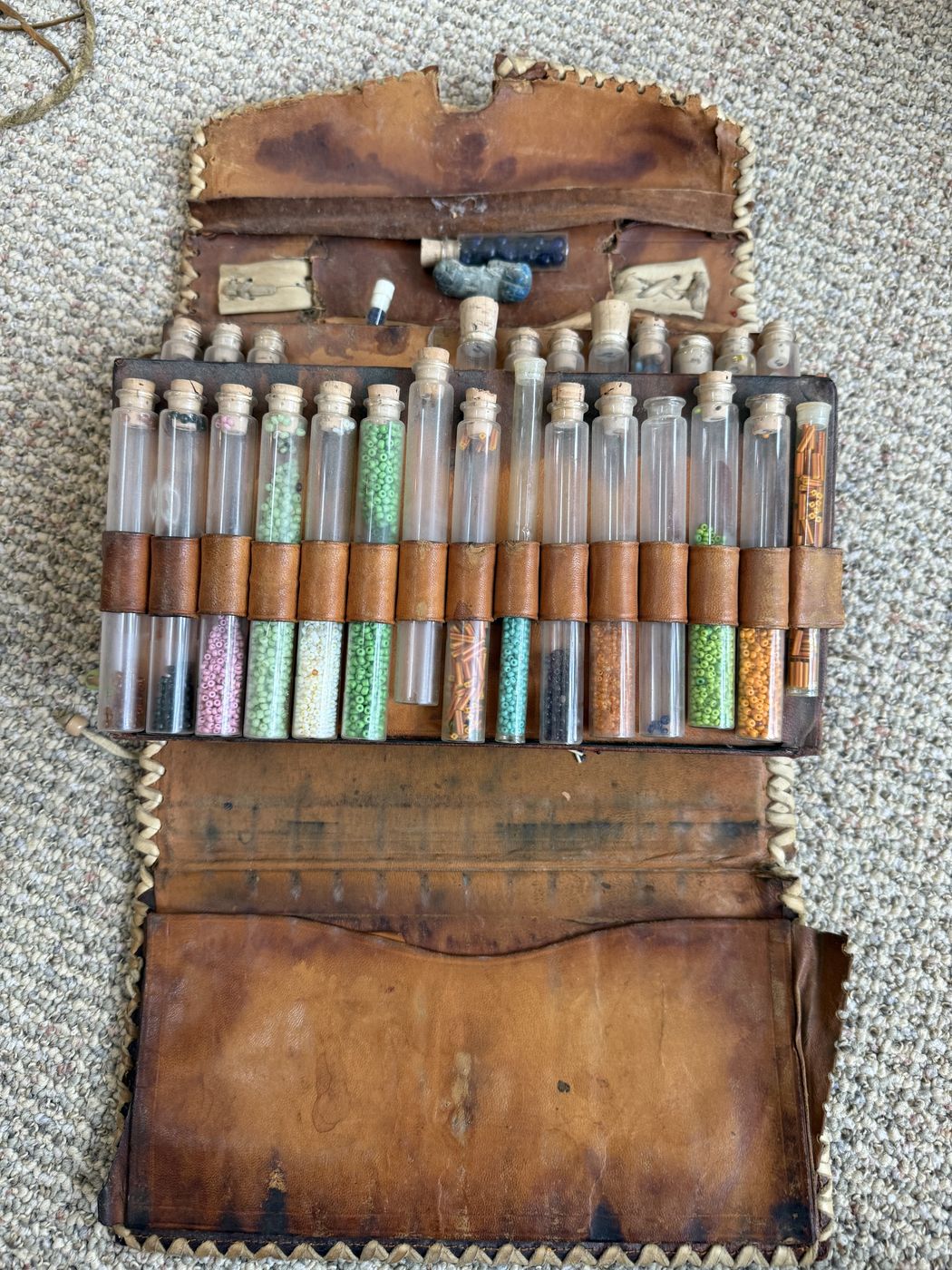 Her bead bag, for making her leatherwork pouches